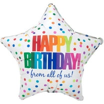 18" Happy Birthday From All Of Us Dots Foil Mylar Balloon - Party Supplies Decorations