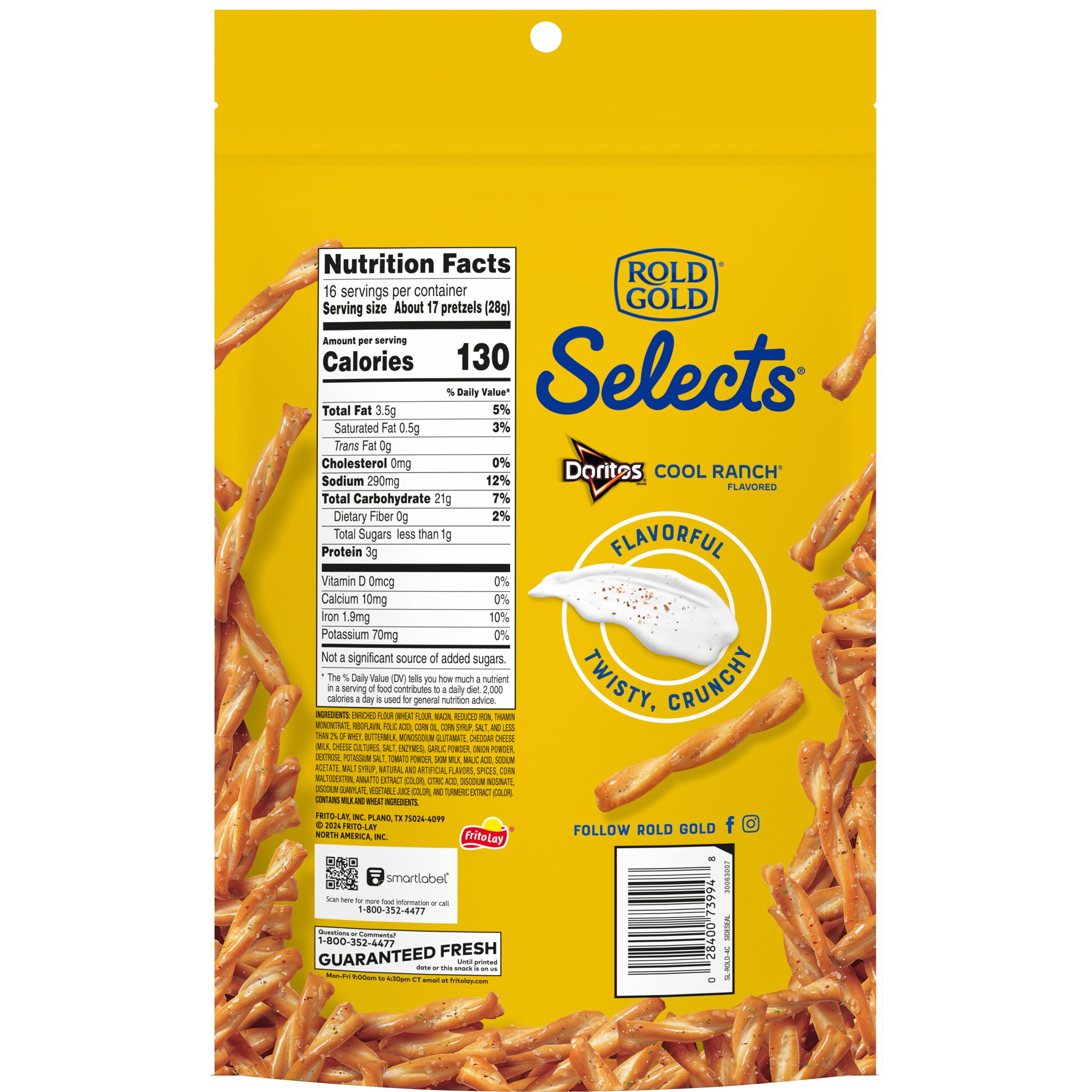 Rold Gold Selects Oven Baked Doritos Cool Ranch Flavored Pretzels Twists, 16 oz Bag