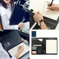 thumbnail image 2 of PU Leather Conference Folder with Clipboard Multiple Pocket Card Pocket Pen Slot Clipboard Business Document File Folder, 2 of 9
