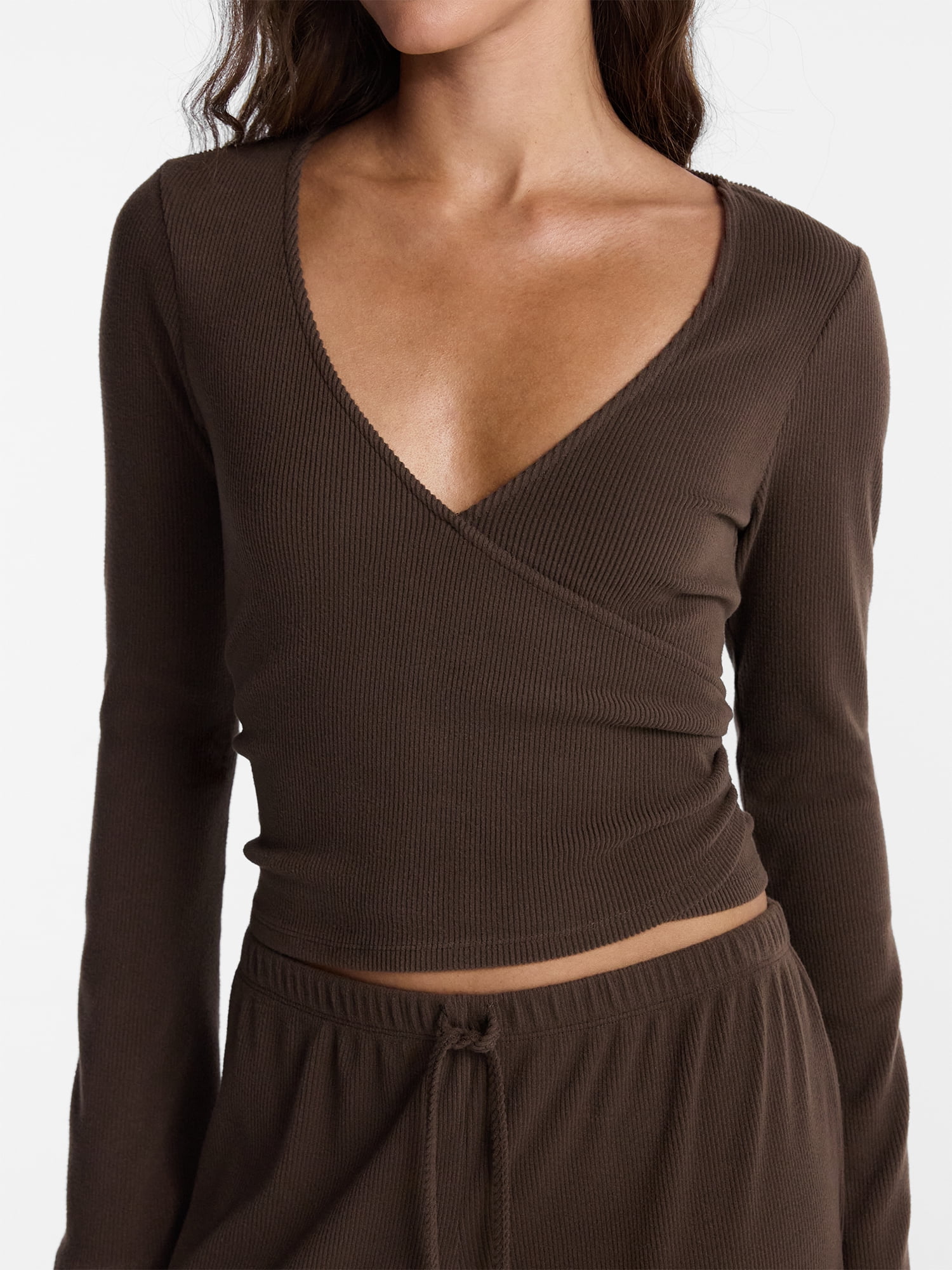 No Boundaries Ribbed Ballet Top and Flare Pants Set, 2 Piece, Women's XXS-XXL
