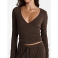 thumbnail image 3 of No Boundaries Ribbed Ballet Top and Flare Pants Set, 2 Piece, Women's XXS-XXL, 3 of 4