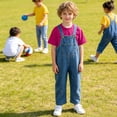 thumbnail image 2 of LRen Toddler Overalls Girls Summer Straight Wide Leg Denim Overalls 3Piece Baggy Pants Tops and Socks Outfits Cotton Daily Wear Jumpsuits With Pockets, 2 of 7