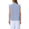 thumbnail image 3 of INSPIRE CHIC Women's Sleeveless Button Down Ruffled Crew Neck Office Blouse S Grey Blue, 3 of 5