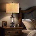 thumbnail image 4 of 23.75" Industrial Black Metal Table Lamp Living Room Bedside Lamp Bedroom Lamp Set of Two with Bulb, 4 of 5