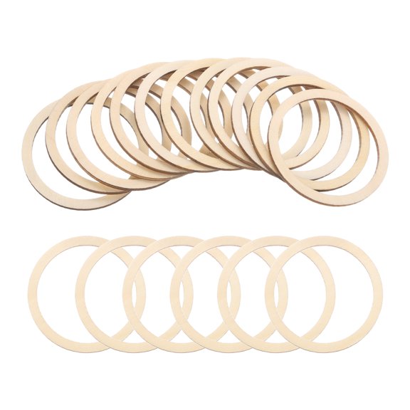Uxcell 50mm Wooden Rings for Crafts, 100 Pack Natural Wood Rings Unfinished Wood Loop Circle Wood Pieces