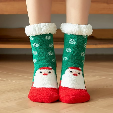 

nsendm Boot Socks Vs Women Winter Warm Fuzzy Socks Coral Fleece Socks Thicken Warm Cute Cartoon Floor Socks Cat Socks Socks Green One Size