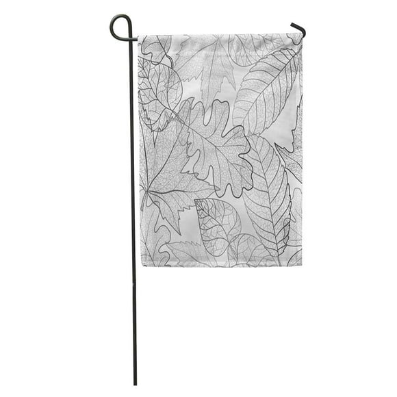 POGLIP Beige Leaf Autumn Maple Leaves Pattern Black and White Muted Garden Flag Decorative Flag House Banner 12x18 inch