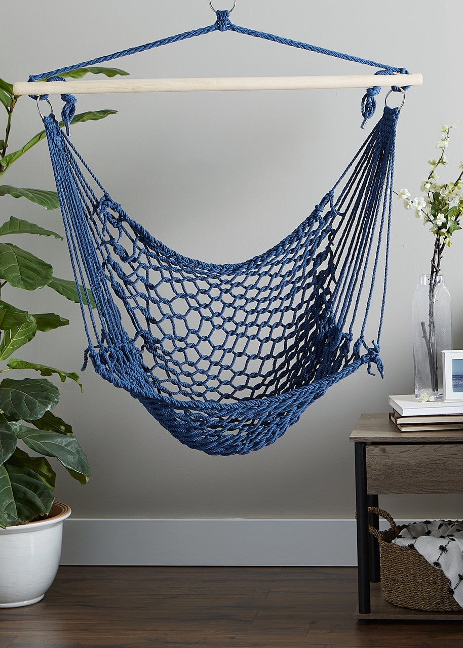 Accent Plus Recycled Cotton Swinging Hammock Chair - Blue