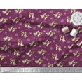 thumbnail image 2 of Soimoi Pink Poly Georgette Fabric Bird,Paw & Cocker Spaniel Dog Printed Fabric 1 Yard 42 Inch Wide, 2 of 3