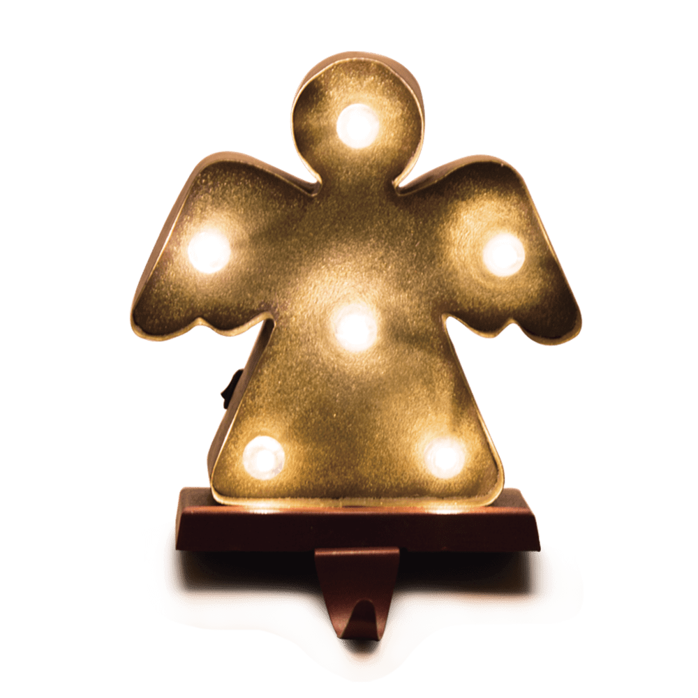 Glitzhome 7.48" H Battery Operated Christmas Marquee LED Angel Stocking