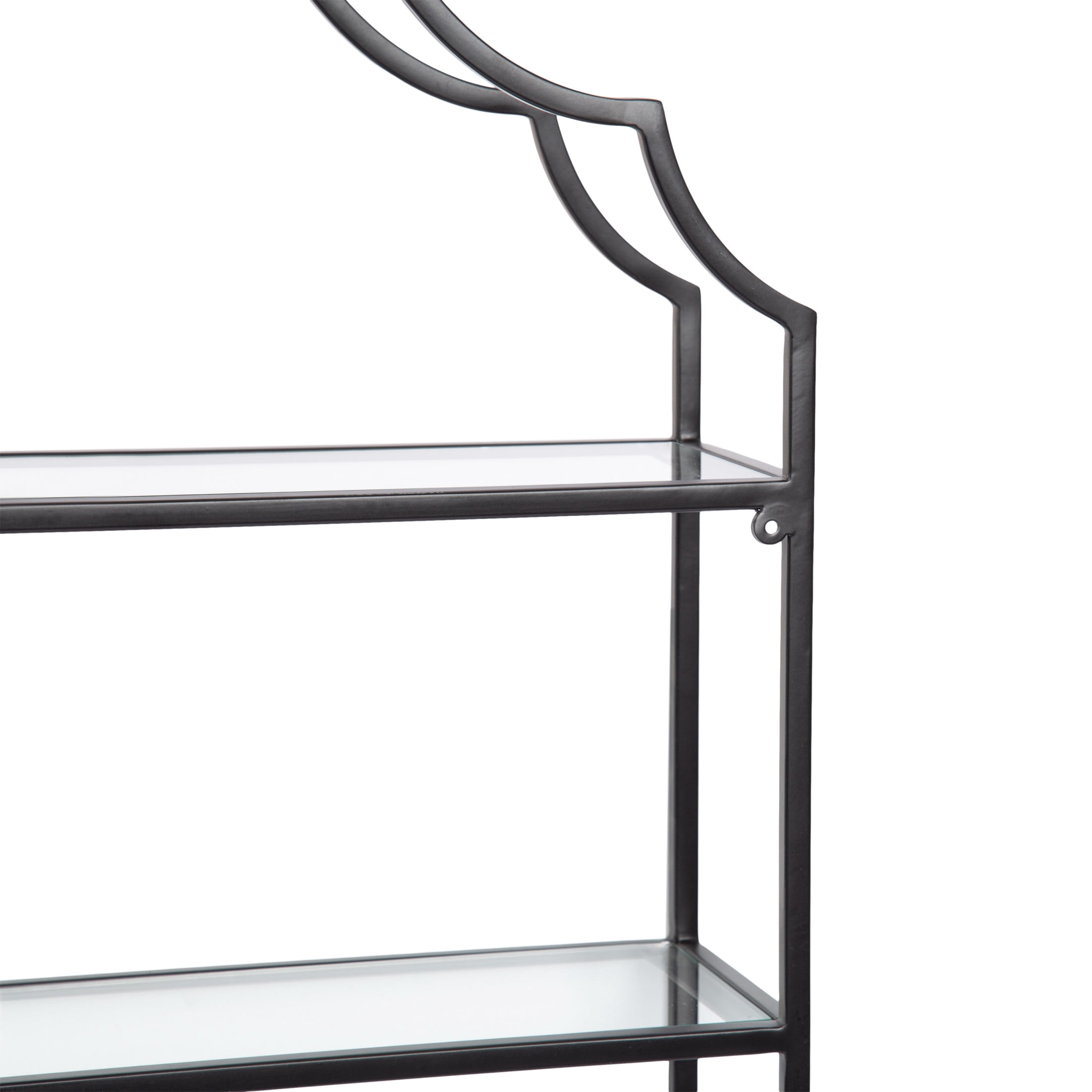 Kate and Laurel Leanna Glam Scalloped Three-Tiered Wall Shelf, 20 x 6 x 32, Black, Decorative Floating Shelf Storage and Wall Organizer for Bathroom Over Toilet Storage or Display