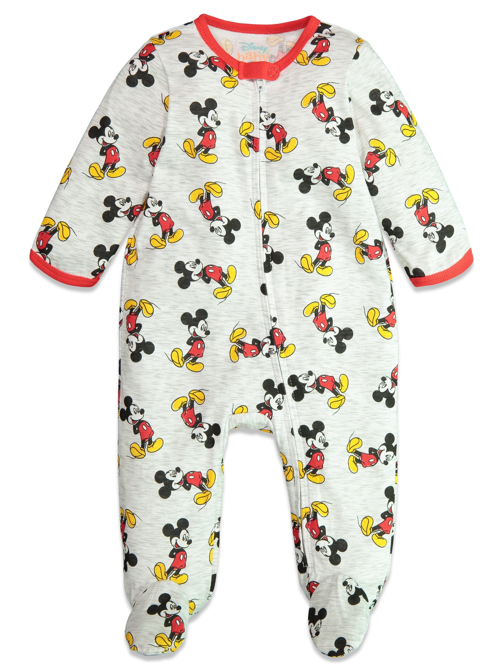 Disney Mickey Mouse 2 Pack Zip Up Sleep N' Play Coveralls Newborn to Infant