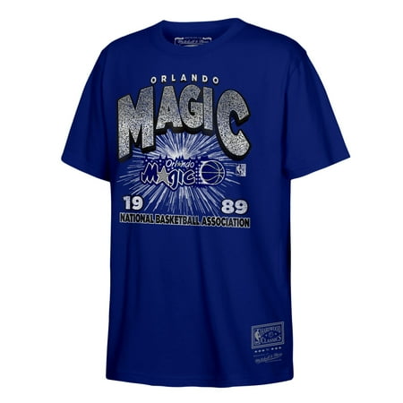 Men s Mitchell & Ness Blue Orlando Magic Hardwood Classics Vintage Hoopster T-Shirt