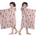 thumbnail image 4 of Pink Cow Strawberry Hat Pattern Hooded Bath Towel，50"x30" for Ages 3 To 12 Kids, Quick Dry Lightweight Soft Microfiber Hood Beach Towel Cover Up for Kids, 4 of 7