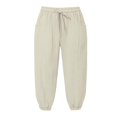 thumbnail image 4 of Mnuaqn Linen Capri Pants for Women High Waisted Wide Leg Cropped Pants Summer Casual Elastic Waist Yoga Capris with Pockets (Khaki, S), 4 of 5