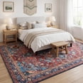 thumbnail image 2 of Lalado 8ft x 10ft Area Rugs for Living Room Washable Rugs Boho Floral Carpet Soft Low Pile Non-Slip Rug for Bedroom Dining Room Indoor Vintage Home Decor, Red, 2 of 11