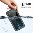 thumbnail image 3 of Dteck iPhone 12 Pro Case Waterproof IP68 Dustproof Case with Built-in Screen Protector, Underwater Outdoor Full Body Heavy Duty Shockproof Protective Cover, Black + Clear, 3 of 10