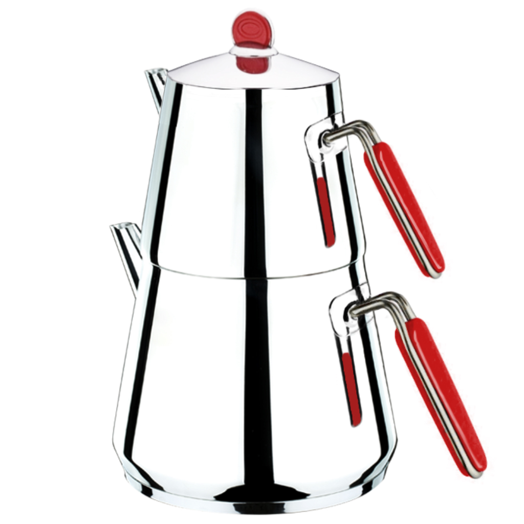 Turkish Teapot Set, Stainless Steel Samovar Style Tea Maker, Self