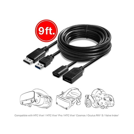 9 ft. VR Extension Cable for Oculus Rift S®/Valve Index®/HTC Vive® - Hyperkin