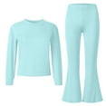 thumbnail image 5 of breaise Two Piece Outfit for Girls Long Sleeve Crop Top and Flare Pants Set Lounge 2 Piece Yoga Tracksuit, 5 of 6