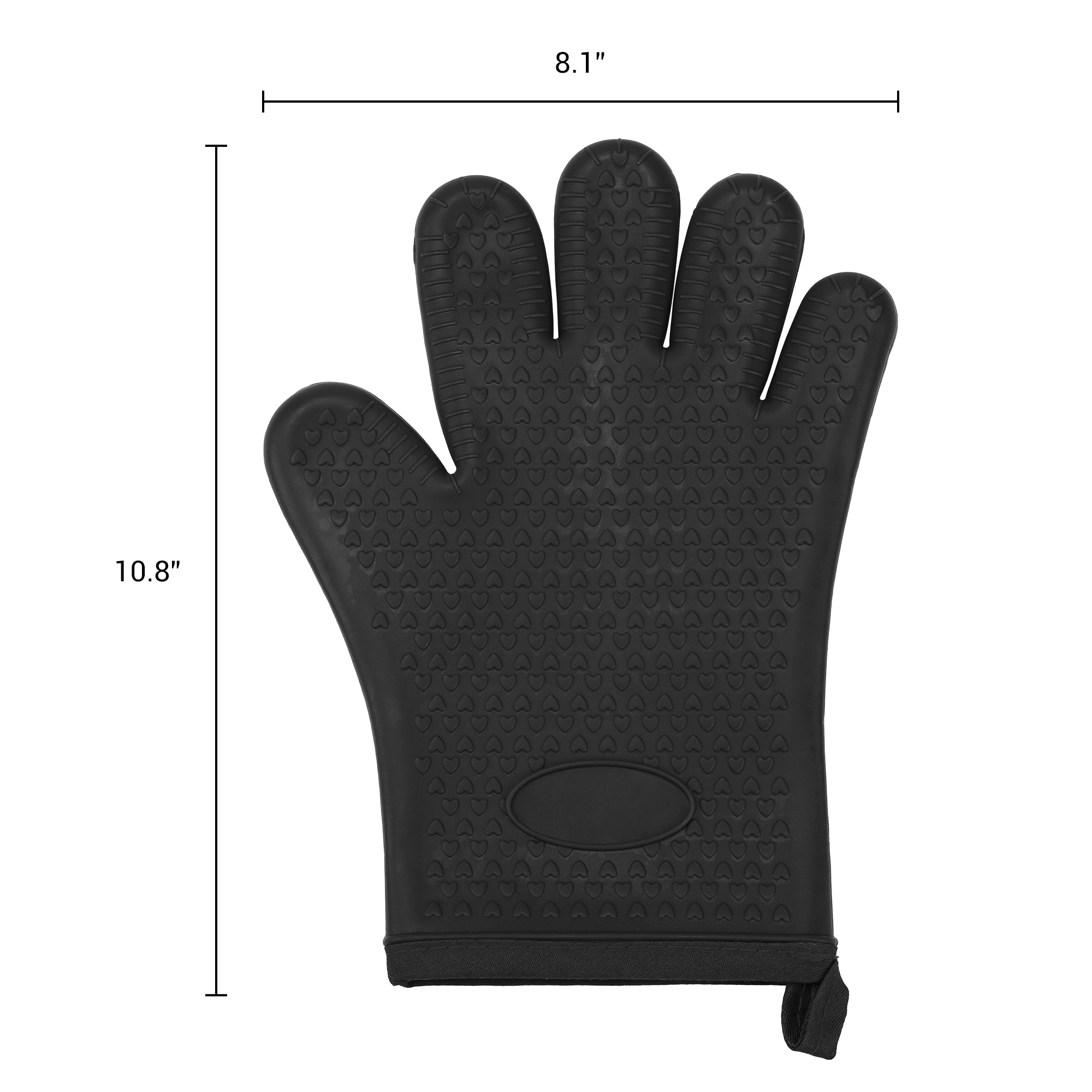 Unique Bargains 2pcs Silicone Heat-Resistant and Waterproof Oven Mitts Black 10.8" x 8.1"