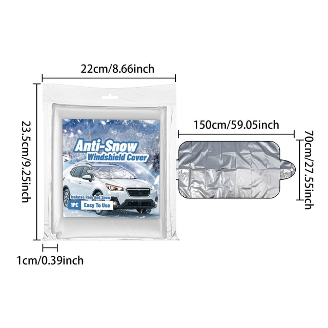 Car Windshield Cover - Snow and Ice Protector for Winter, Easy Install Auto Frost Shield, Durable Coated Fabric Car Accessory