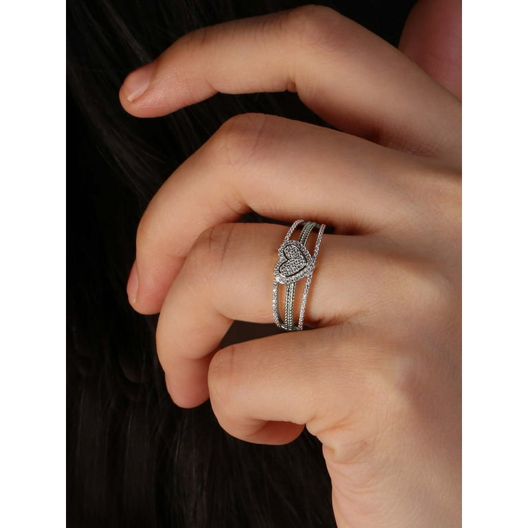 Imperial 1 5Ct TDW Diamond Cluster Heart Ring in 10K White Gold H I I2