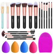 Makeup Brushes 16Pcs Professional Makeup Brush Set, 2 Silicone Face Mask Brushes,4 Blender Sponge,1 Brush Cleaner Premium Synthetic Foundation Brush Blending Face Powder Blush Concealers Eye Shadows