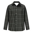 thumbnail image 5 of Mens Gingham Plaid Long Sleeve Button Front Lapel Collar Shirt Regular Fit Soft 4 Way Stretch Fabric Office Work Business Casual Machine Washable Autumn Fashion Shirts S, 5 of 6