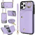 thumbnail image 2 of for iPhone 11 Pro Max Case Wallet with Strap for Women,Crossbody Lanyard and Wristlet Strap,Zipper Pocket,Credit Card Holder,Ring Stand,RFID Blocking Phone Wallet Cases(6.5 inch,Purple), 2 of 17