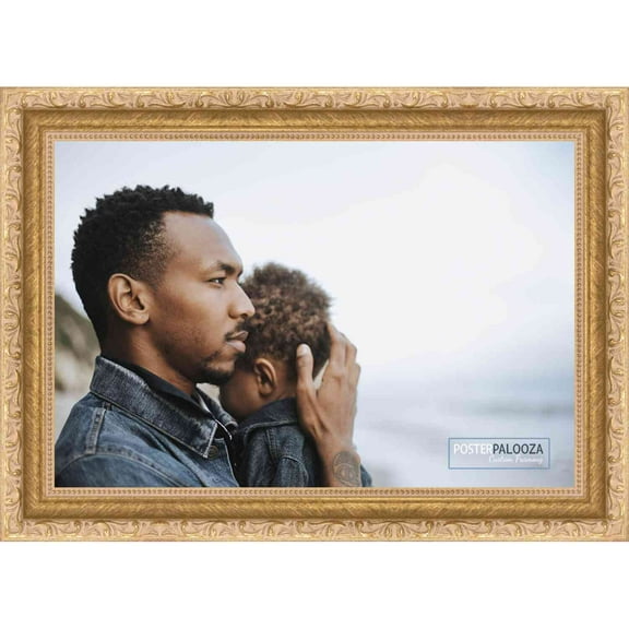 27x39 Refined Gold Picture Frame - UV Acrylic, Foam Board Backing, Hanging Hardware