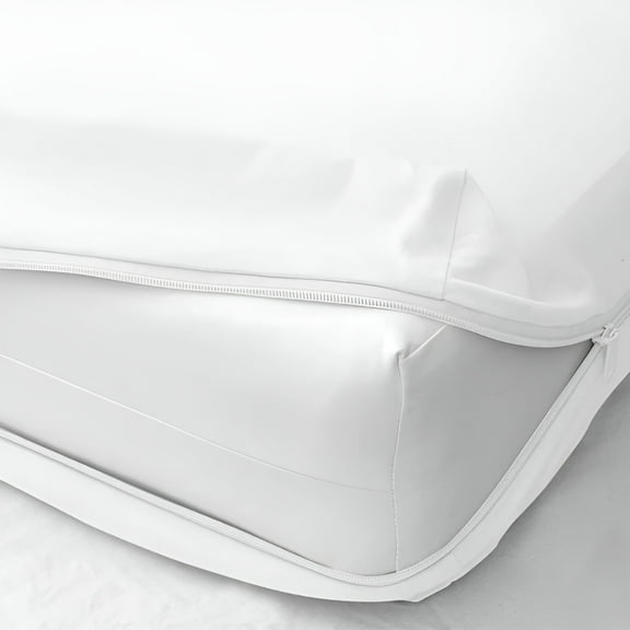 AUQ 400 Thread Count - Zipper Fitted Sheet 1 Piece - 14" Deep Pocket - Extra Soft&100% Egyptian Cotton Bed Mattress Cover&Protectors with Zip Fastening - White Solid,Twin Size.