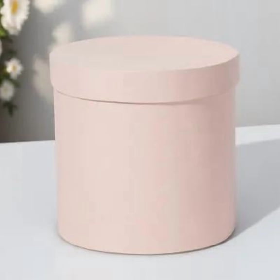 HONMEET 1Set Simple Design Round Cardboard Box Pink for Flower Enthusiasts