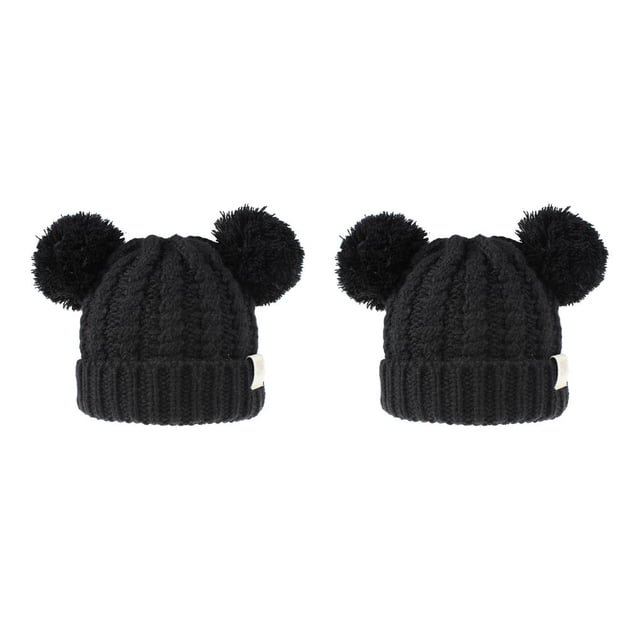Qarigey Gorro lindo pompones esponjosos bolas de moda sombrero buena retención de calor gorras hermoso regalo para niños negro Type2 NO2 Qarigey CBP255457