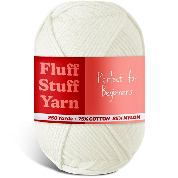Craftbud Cotton Yarn For Crocheting And Knitting, (250 Yards) Worsted Medium #4 Crochet Yarn For Beginners, Winter White