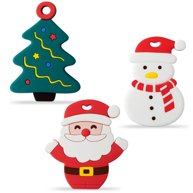 Árbol de Papá Noel con forma de muñeco de nieve de silicona Teether 2ooya Christmas, 3 unidades