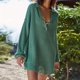thumbnail image 1 of Monos Casuales Monos cortos de algodón y lino para otoño, corte holgado, para mujer, con cuello vuelto, traje diario Ygjytge Verde S para Mujer, 1 of 6
