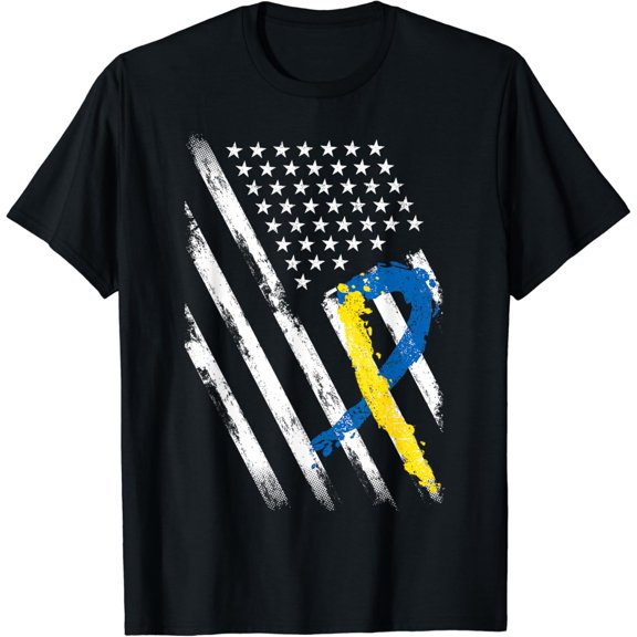 USA Flag Down Syndrome Awareness Shirt Dad Mom Down Syndrome T-Shirt