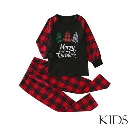 

women Christmas pajamas for family matching outfits son daughter sets soft Black Fashion Christmas Kid Matching Pajamas Pjs For Family Red Plaid Top And Long Pants Sle