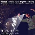 thumbnail image 2 of Linterna frontal LED recargable, 900000 lúmenes, superbrillante, con 5 modos y nivel IPX7, resistente al agua, recargable por USB, con zoom, ajustable a 90°, 2 of 4