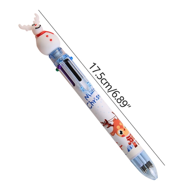 Pompotops Cartoon Christmas Style 6-color Ballpoint Pen Manually Press Multi-color Ballpoint Pen Student Multi-function Oil Pen Christmas Gift 1ml Clearance