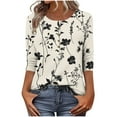 thumbnail image 2 of LiMoi Cute Summer Tops for Women Floral Quarter Length Sleeve Tops for Women Tunic Tshirts Shirts Long Printed Tshirts my items ordered, 2 of 7