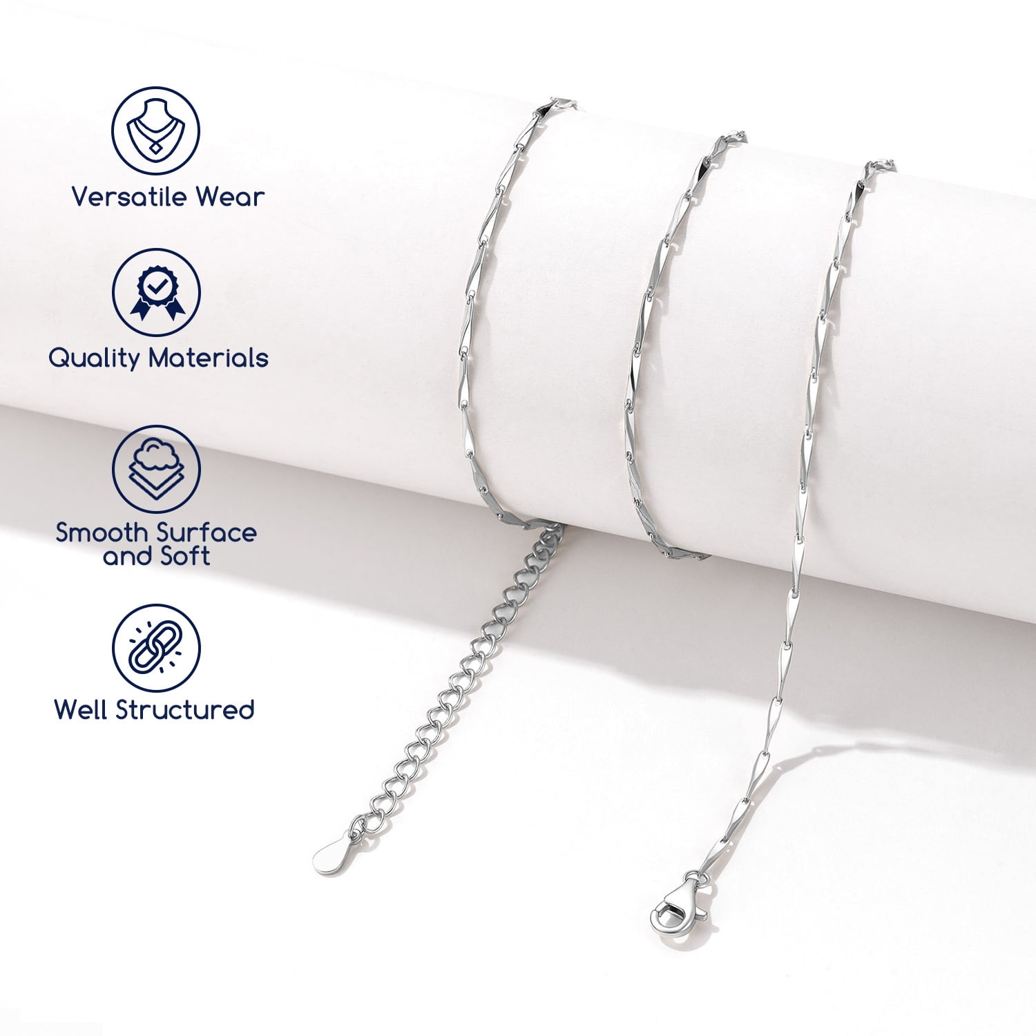 Suplight 925 Sterling Silver Women Necklace Melon Chain for Women 1mm 18"22" Slim Chain Jewelry Gift