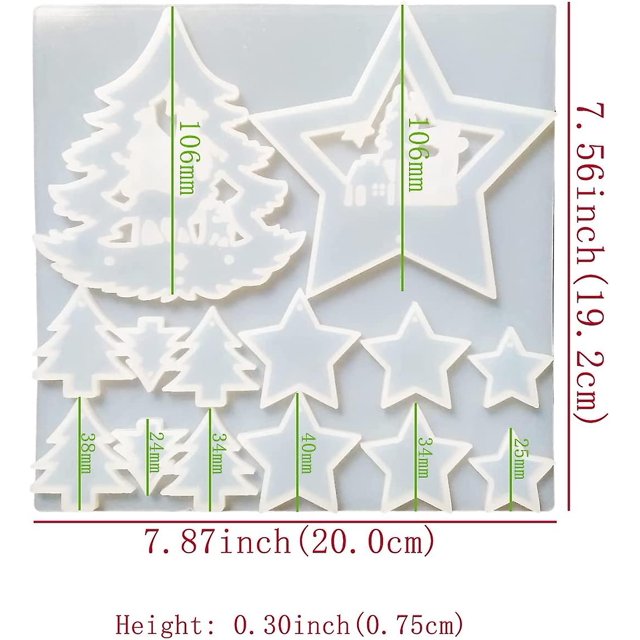 Molde de silicona epoxi para decoración navideña - Molde de resina para llavero - Carillón de viento - Árbol de Navidad - Star Banban LingWen 8390615253604