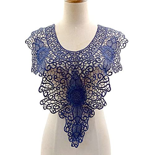 1 Uds. Collar grande soluble en agua, Collar falso hueco, Collar bordado, accesorios de encaje DIY, apliques bordados, decoración de sujetador de ropa, azul oso de fresa Juguete