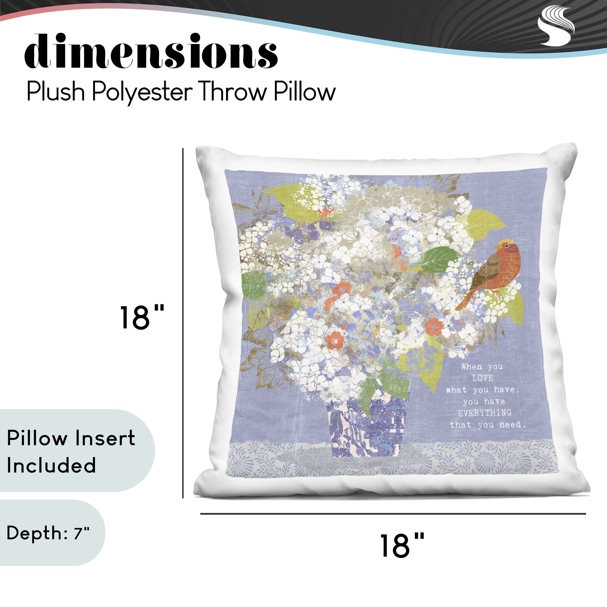 Stupell Industries Floral Inspiration On Love Decorative Printed Throw Pillow, design by Suzanne Nicoll, 18 x 7 x 18