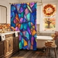 thumbnail image 5 of Stained Glass Shower Curtain, Waterproof Shower Curtains for Bathroom, Colorful Rainbow Abstract Geometric Washable Fabric Bathtub Curtain Set Bath Decor with 12 Hooks 72"x78", 5 of 8