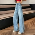 thumbnail image 2 of Luwomo Low Rise Baggy Jeans for Women Y2k Straight Wide Leg Trendy Jeans Boyfriend Long Denim Cute Pants,Z1 Light Blue,L, 2 of 7
