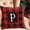 P, variant on Christmas Retro Plaid Pillow Covers 18"x18" Buffalo Plaid Red and Black 26 Letters Farmhouse Christmas Throw Pillow Covers Cotton Linen Cushion Case Xmas Decorations