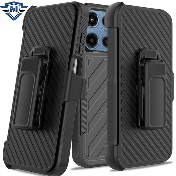 For Motorola Moto G Stylus 5G 2025 Premium Tough Hybrid Case with Belt Clip Holster, Shockproof Rugged Design, Textured 2in1 Non-Slip Cover, XPM Phone Case [Black]